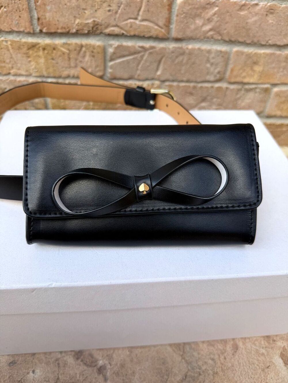 Kate Spade New York Black Bow Belt Bag Waist Bag Gold Hardware NWOT